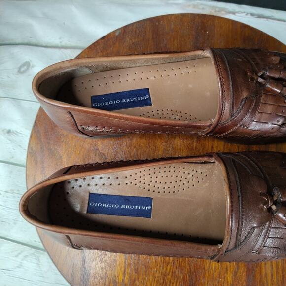 Giorgio Brutini Brown Tassel‎ Naples Leather Loafers Men's Size 10.5D - Picture 4 of 8